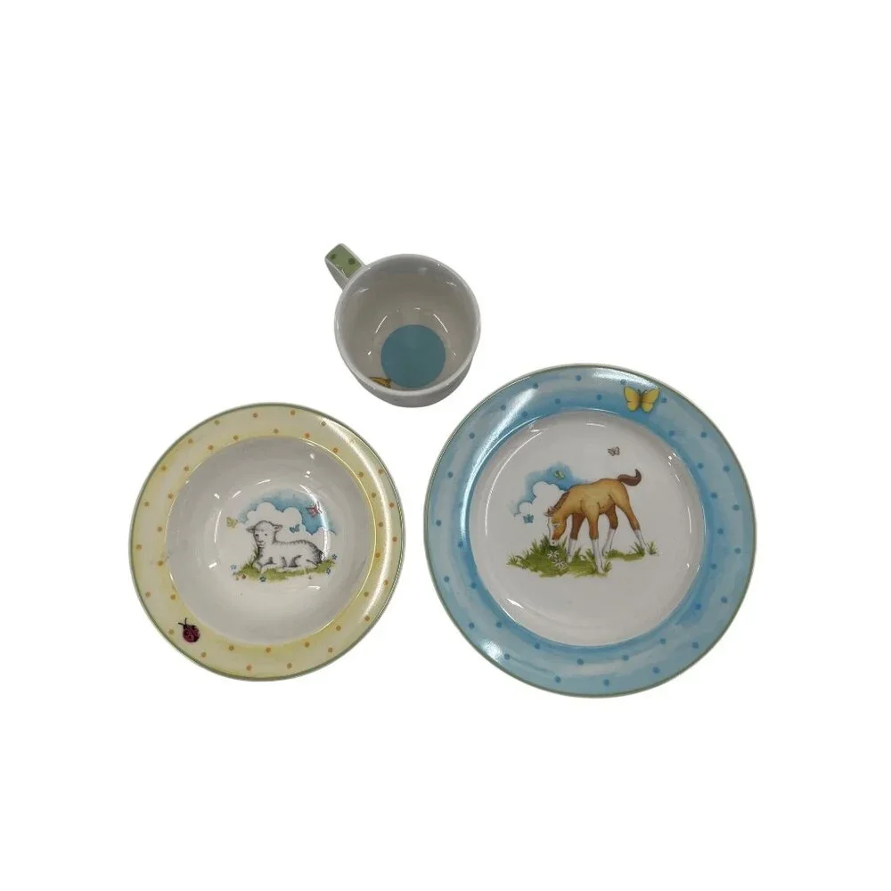 Reed & Barton Williamsburg Childs Porcelain Dinnerware Set Farmyard Friends